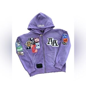 AFFLUENT APPAREL Purple Charleston Patchwork Hoodie XXL